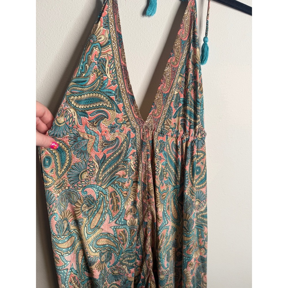 Guru Paisley Maxi Dress‎ Halter Neck Open Back Strappy Tassel Boho Resortwear